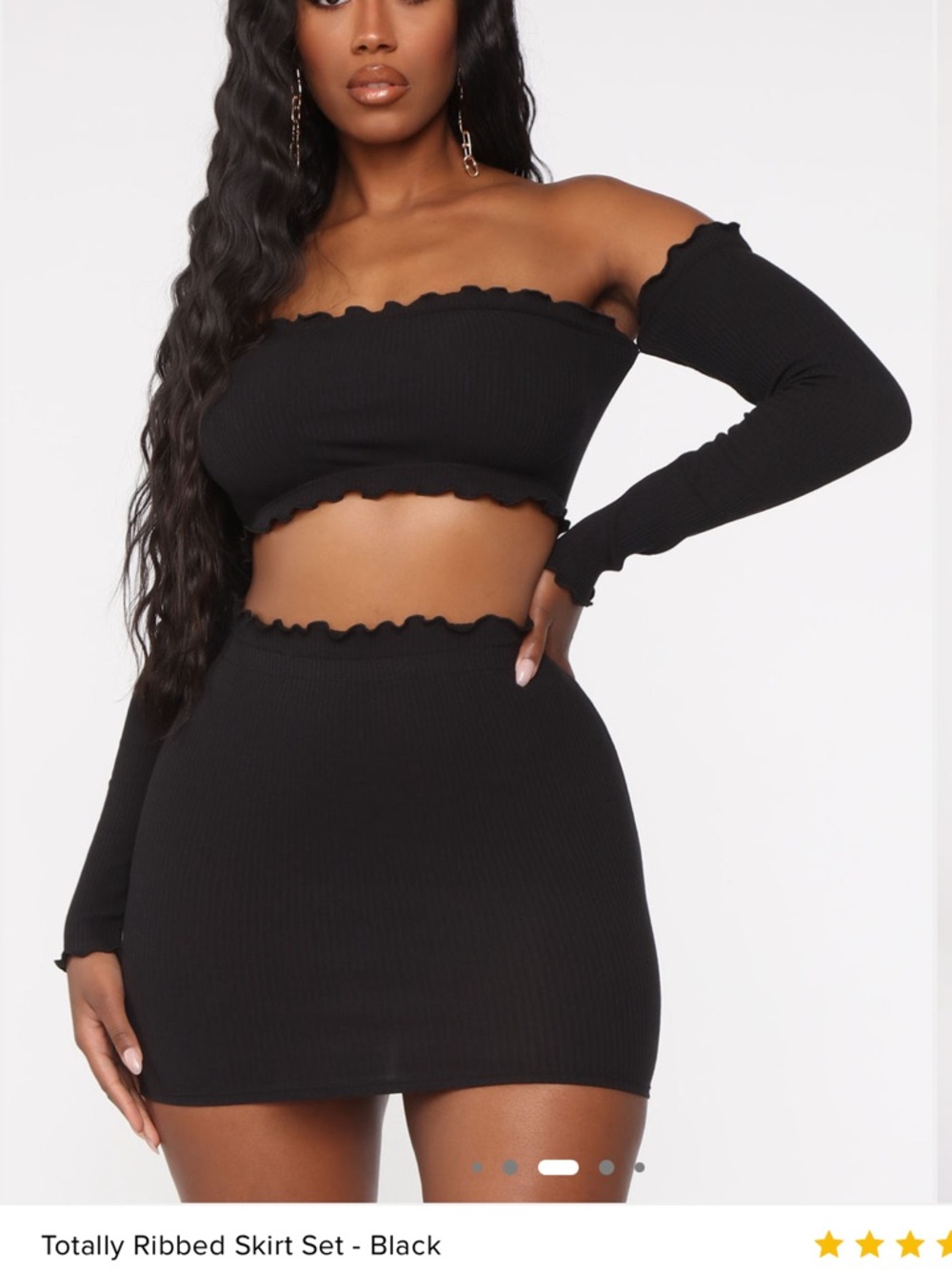 Fashion Nova Black Ribbed Mini Skirt & Top - Lettuce Hem